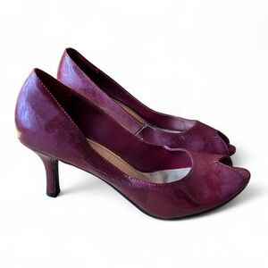 Elegant Burgundy Peep-Toe Heels